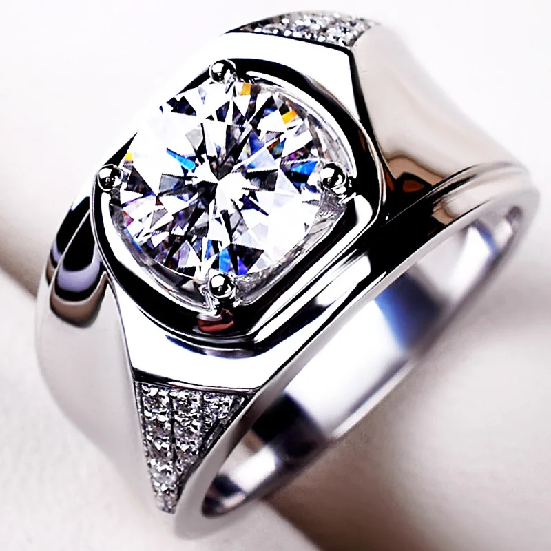 Imported moissanite silver ring, pt950-carat diamond ring with personality and atmosphere