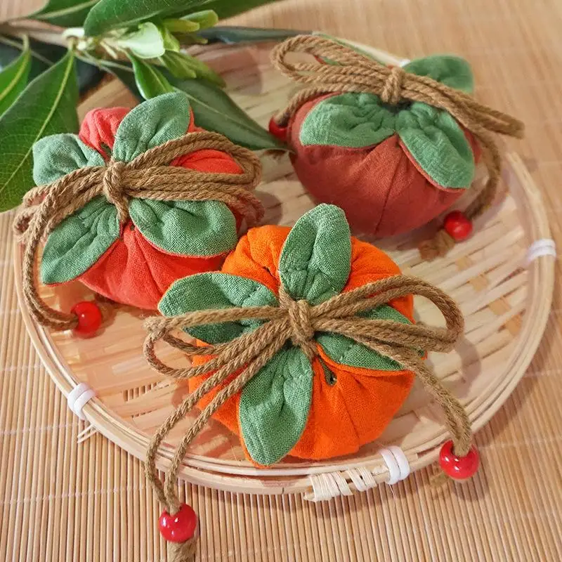 1 Uds. Bolsita de estilo chino de lino y algodón, bolsa para artículos pequeños, monedero, bolsa de bendición de caqui, decoración Hanfu, bolsa de la suerte, bolsa de joyería