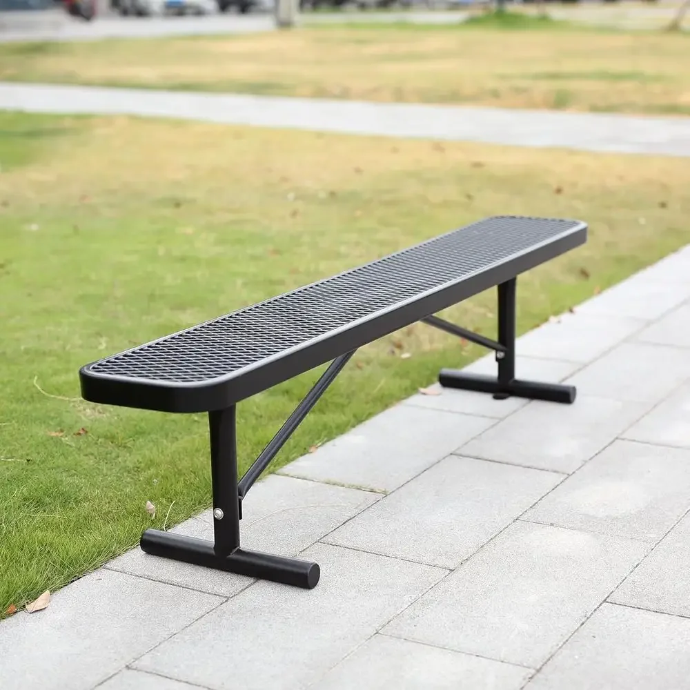 Heavy-Duty Outdoor Bench with All-Weather Coating for Parks, Malls, Patios - Black
