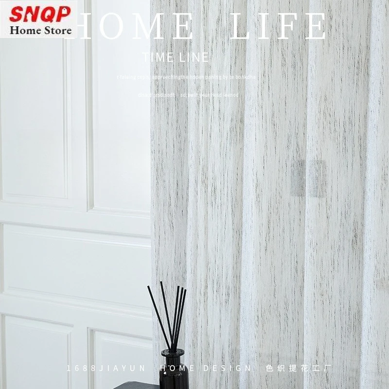 

Light Gray Luxury Blue Gray Vertical Stripes Curtains for Living Room Bedroom Dining Custom Size Tulle Modern Romantic Decor