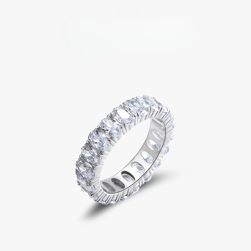 Sterling silver light luxury European and American ring women's full diamond inlaid super flash index finger ring silver jewelry