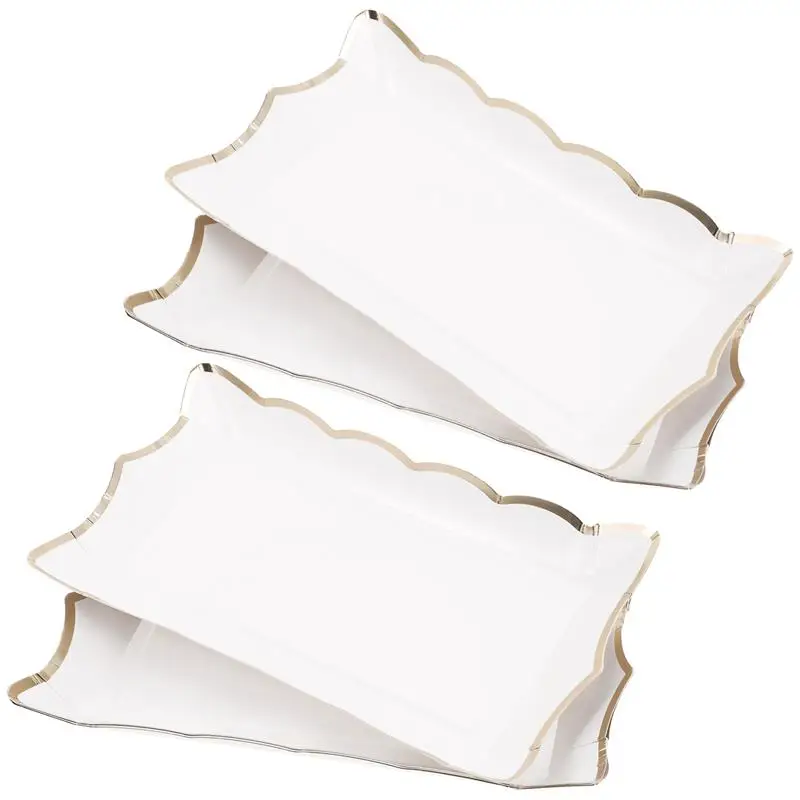 4pcs 2024 Rectangle Cardboard Serving Platters Dessert Trays Disposable Serving Trays and Platters Fruit Trays for Parties