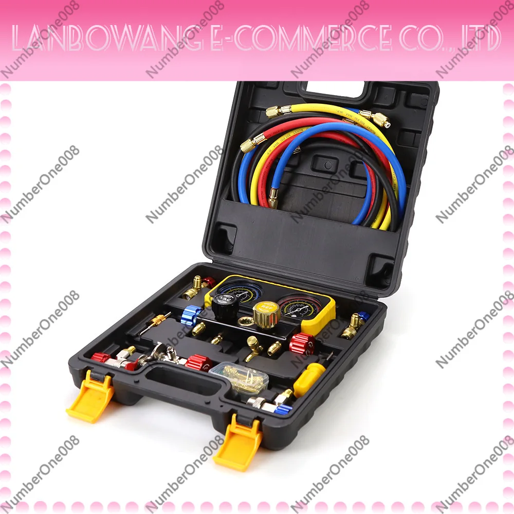 4 Way Manifold Gauge Set R22 R32 R134a R410A Shockproof for Home Car AC