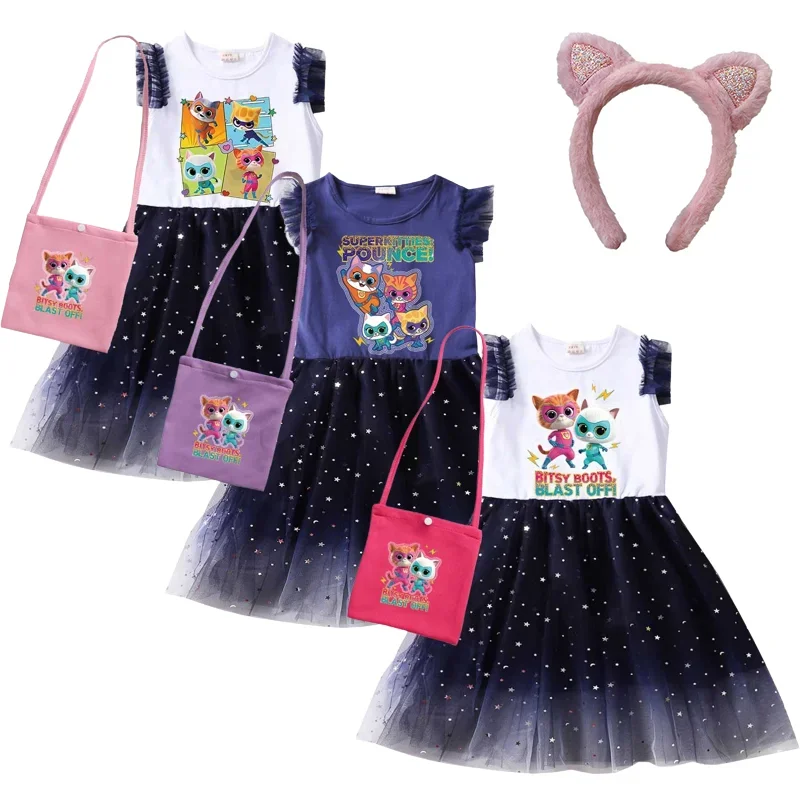 Girls SuperKitties Costume Dress with Headwear Dress Up as Your Favorite Character from the Show Pretty Dress Super Kitties