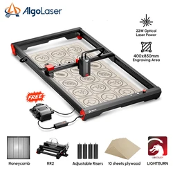 AlgoLaser Alpha o mocy 22 W z pompą powietrza/rolka obrotowa osi Y/platforma o strukturze plastra miodu na 360°° Grawerowanie obiektów cylindrycznych Obszar 400x850mm