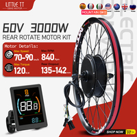 60V 3000W Electric Bike Conversion Kit 26-29inch 700C Rear Wheel Brushless Hub Motor with UKC1 Display For Ebike Conversion Kit
