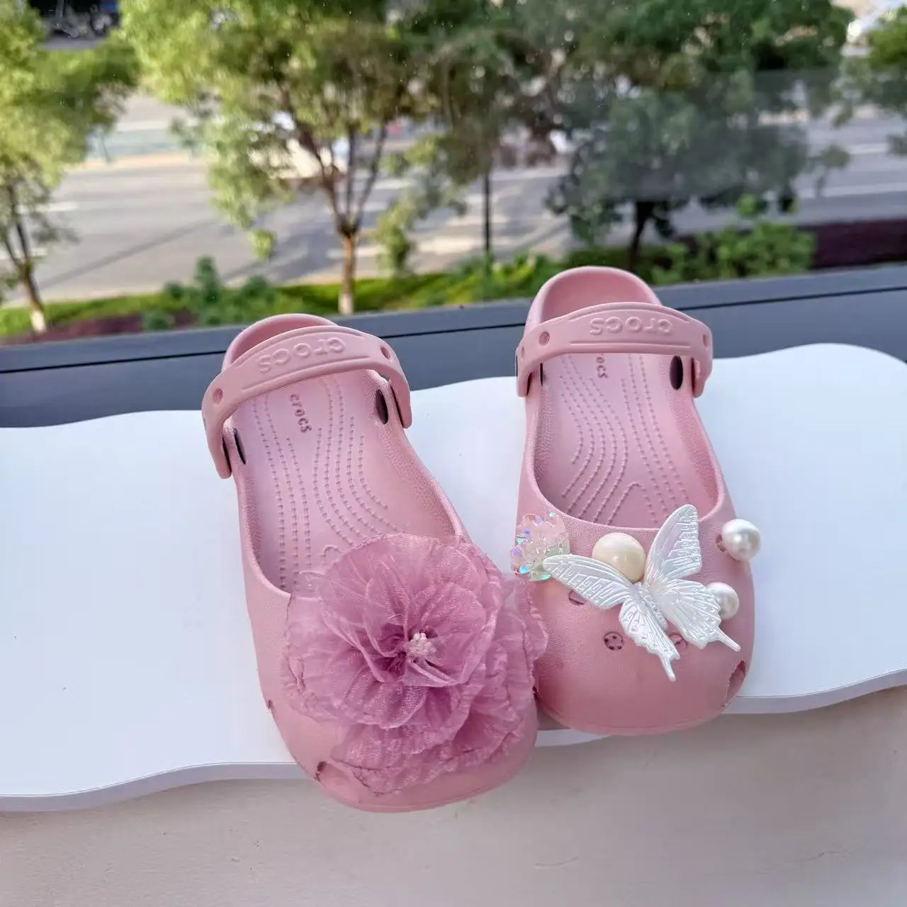 Premium Pearl Ballet Shoe Charms for Clogs DIY Removable Buckle Mary Jane Style Upper Decor Accessory