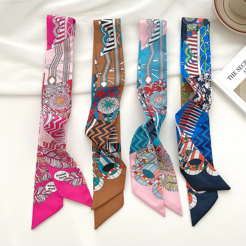 

Summer New Style Scarf Hair Tie Bag Strap Slim Long Narrow Neck Scarf Wrist Decor Ribbon Lightweight Versatile Fashion Accessory