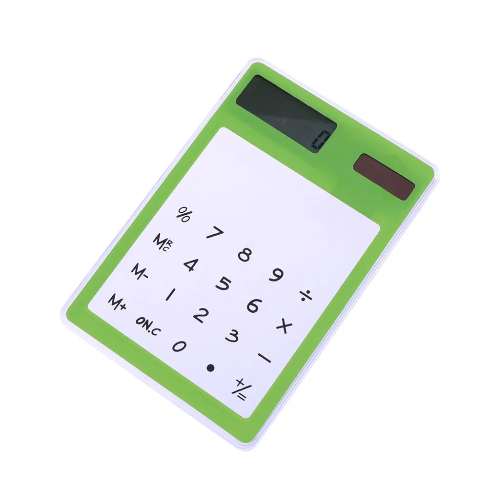 

Солнечный калькулятор с прозрачной сенсорной панелью, 4 шт., 8-значный ЖК-экран, компактный, легкий, портативный калькулятор для школы и офиса