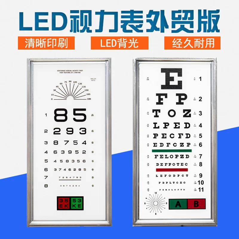Eye chart 3 meters, numbers 3 meters, English letters, optometry eye chart