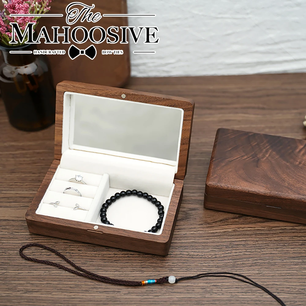 Travel Retro Wood box Wooden Jewelry Packing Case Wedding Ring Necklace Bracelet Organizer Women Men Display Box Gift for Couple