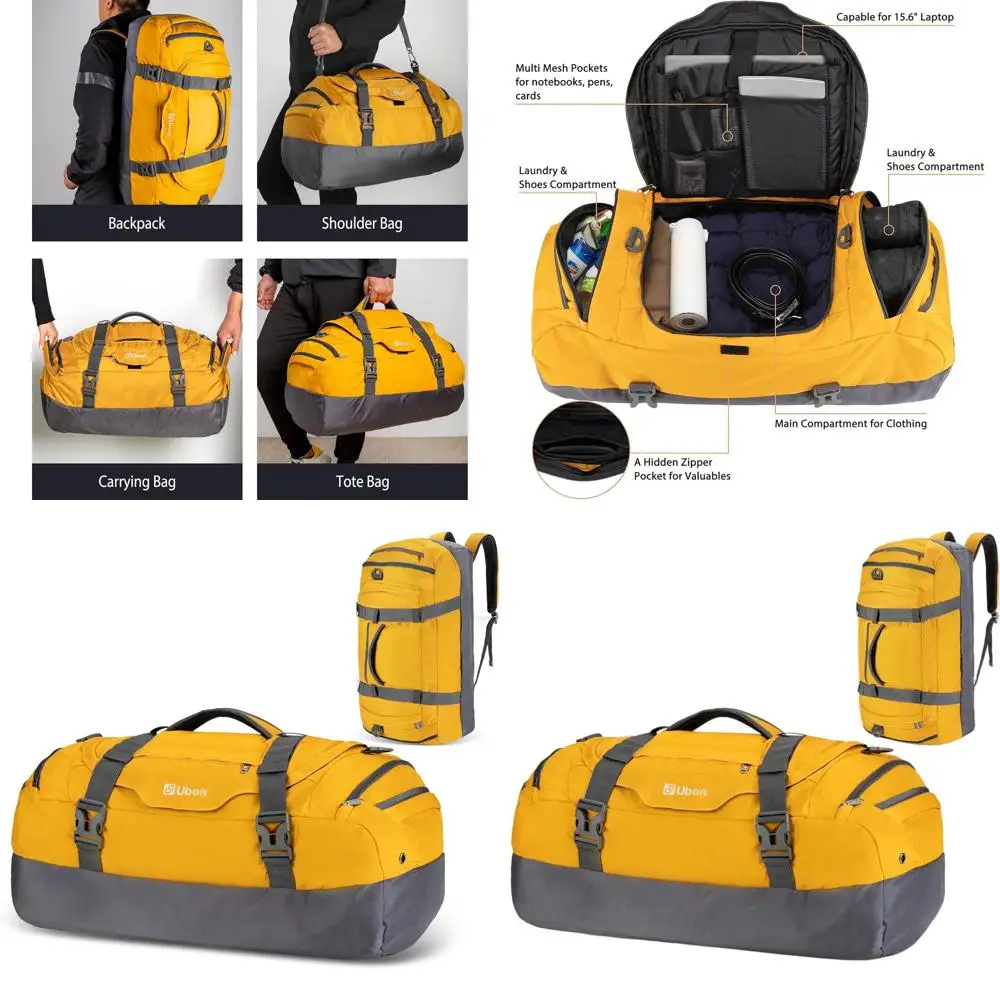 

4-Way Sports Gym Backpack with Shoe Compartment, Padded Straps, Ideal for Weekend Camping and Travel