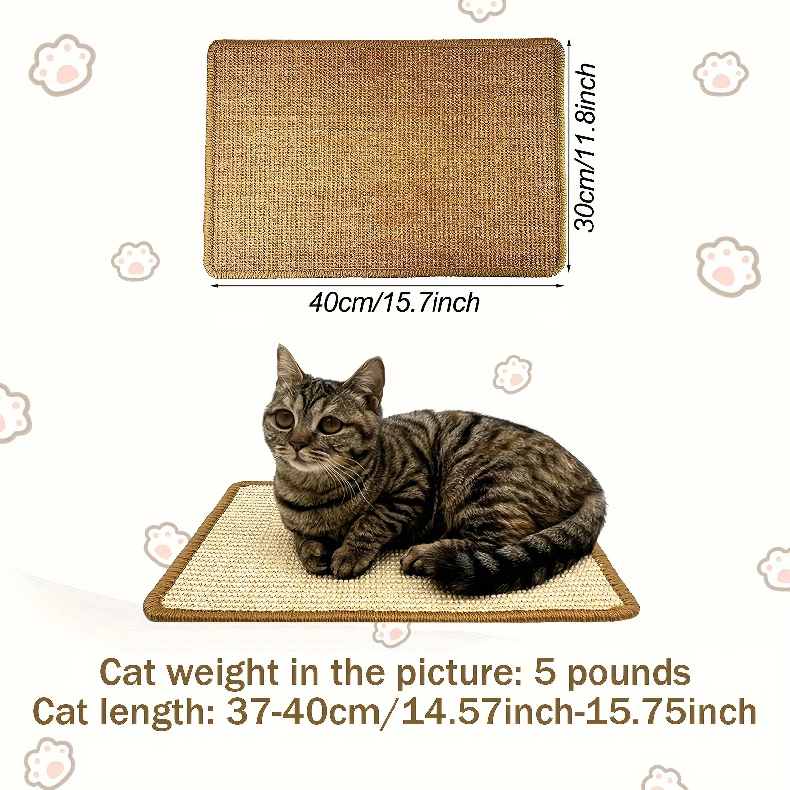 1pc  Cat Scratching Mat, Natural Sisal Cat Scratching Pad, Wear resistant Cat Grinding Claws Floor Mat