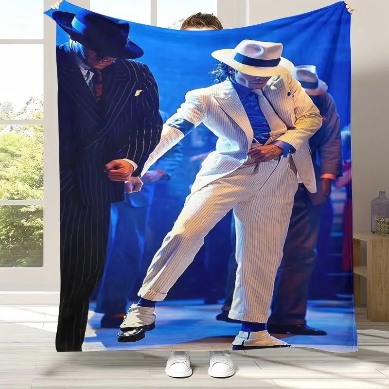 Vintage Michael Jackson King of Pop Thriller Moonwalk Flannel Blanket,Cozy Blanket for Bed,Sofa,Living Room,Picnic,Camping,Gift