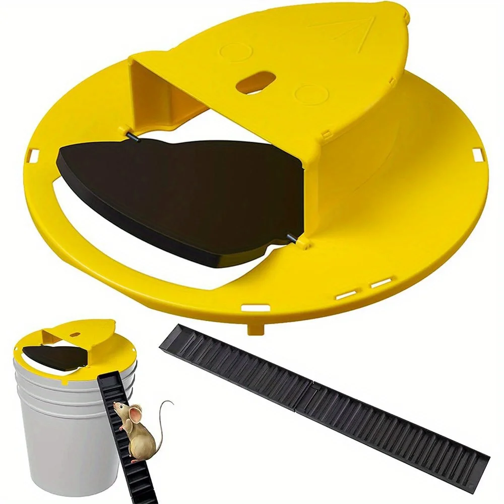 Smart Mousetrap, Collapsible Sliding Bucket Lid, Indoor and Outdoor Mousekiller for You to Solve the Rat Problem#Color:2pcs Yell