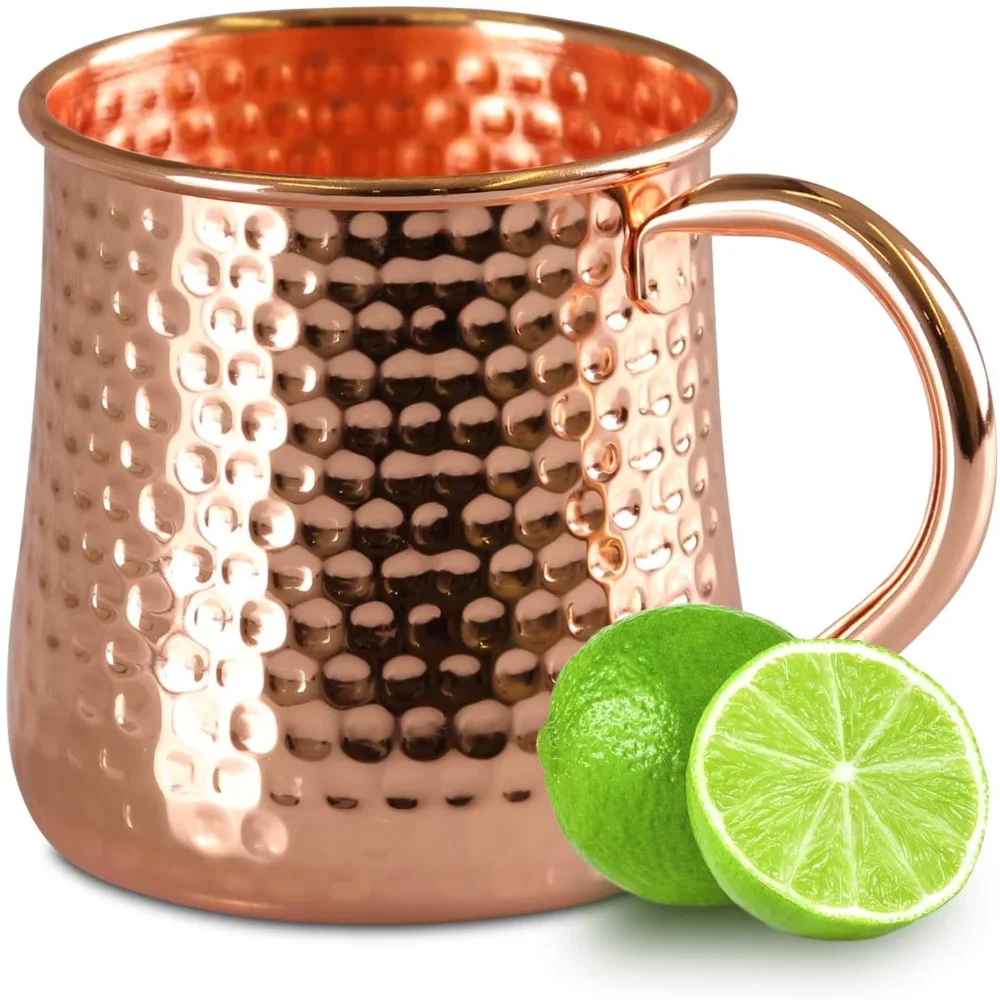 

7 - SHAPE COPPER MUG - HAMMER - ROUND HANDLE