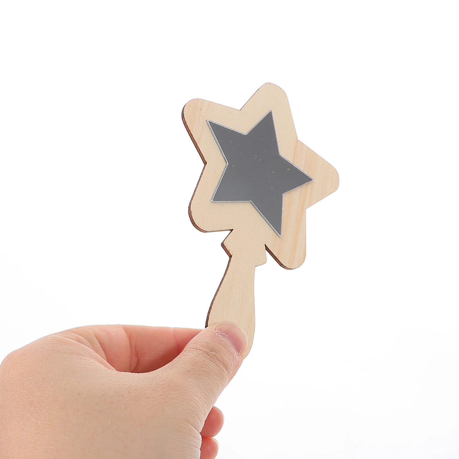 10 szt. Małe drewniane lusterka dla maluchów, niepomalowane zestawy do majsterkowania, przenośne lusterka ręczne dla dzieci, dekoracja do pokoju dziecięcego, narzędzie do makijażu