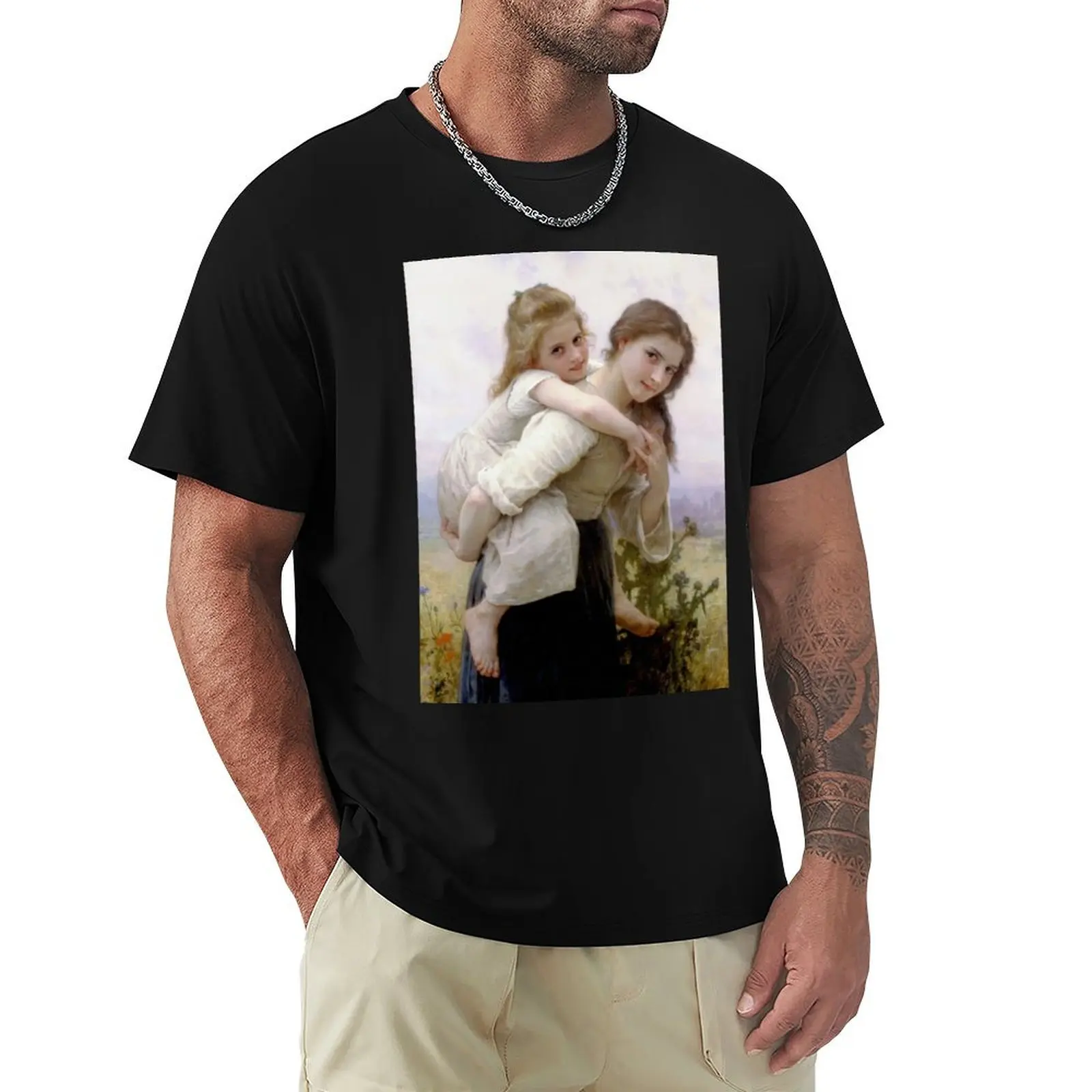 William-Adolphe Bouguereau - Not Too Much To Carry (Fardeau agréable) (1895) T-Shirt quick-drying plain t shirts men