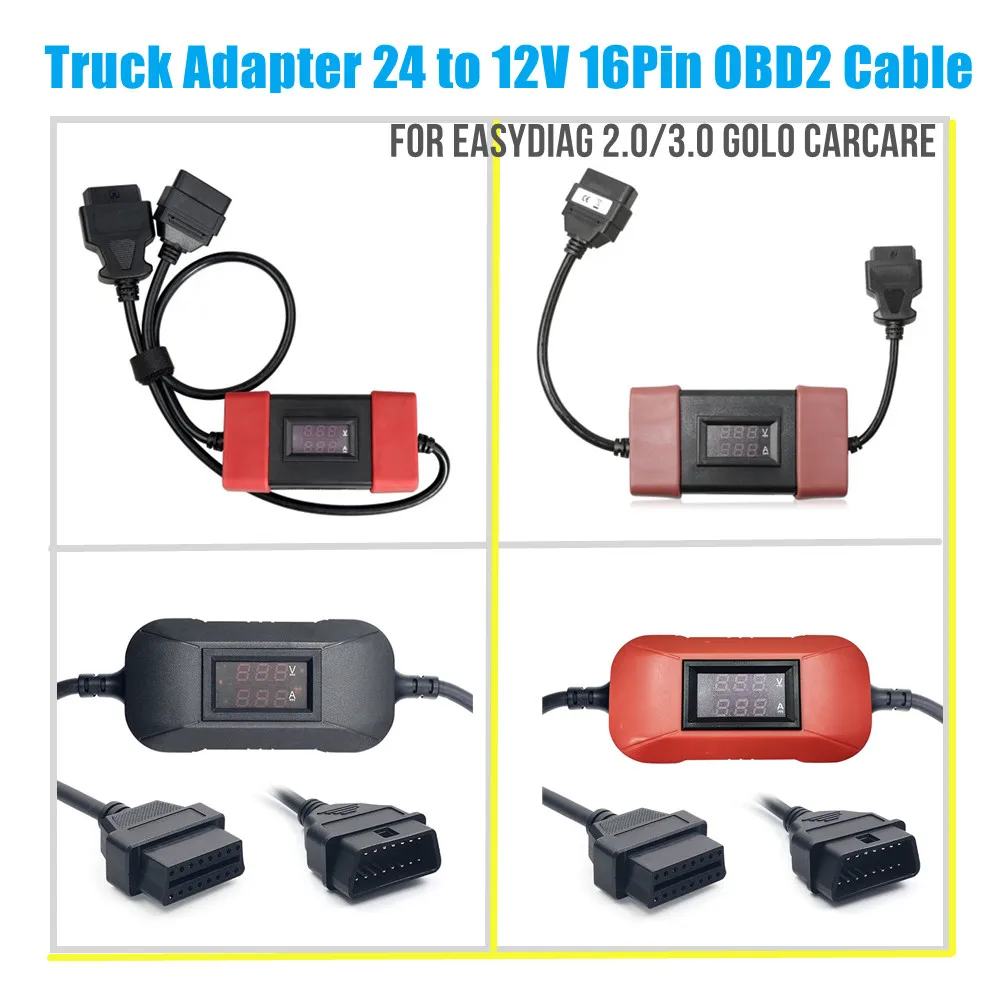 Zware vrachtwagenadapter 24V naar 12V Volt Buck OBD2 16-pins kabel voor lancering Easydiag 2.0/3.0 Golo Carcare