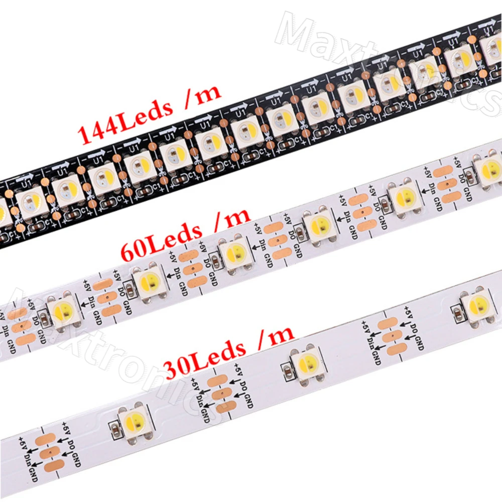 Imagem -04 - Fita Led Flexível Fita da Lâmpada Pixel Endereçável Individual Dc5v Sk6812 30 60 144led m Rgbw ww nw Ip30 65 67 5m 4em 1