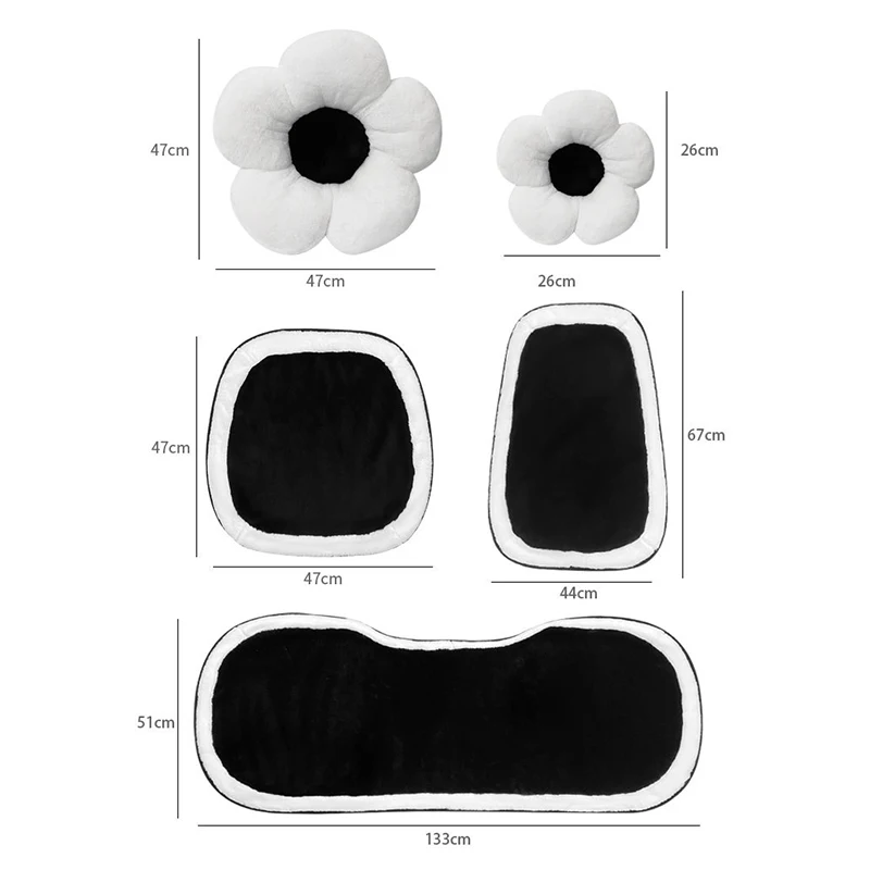 Plush Flowers Car Headrest Car Lumbar support Neck Protection Pillow Auto White edging Front Rear Seat Cushion Car Accessories