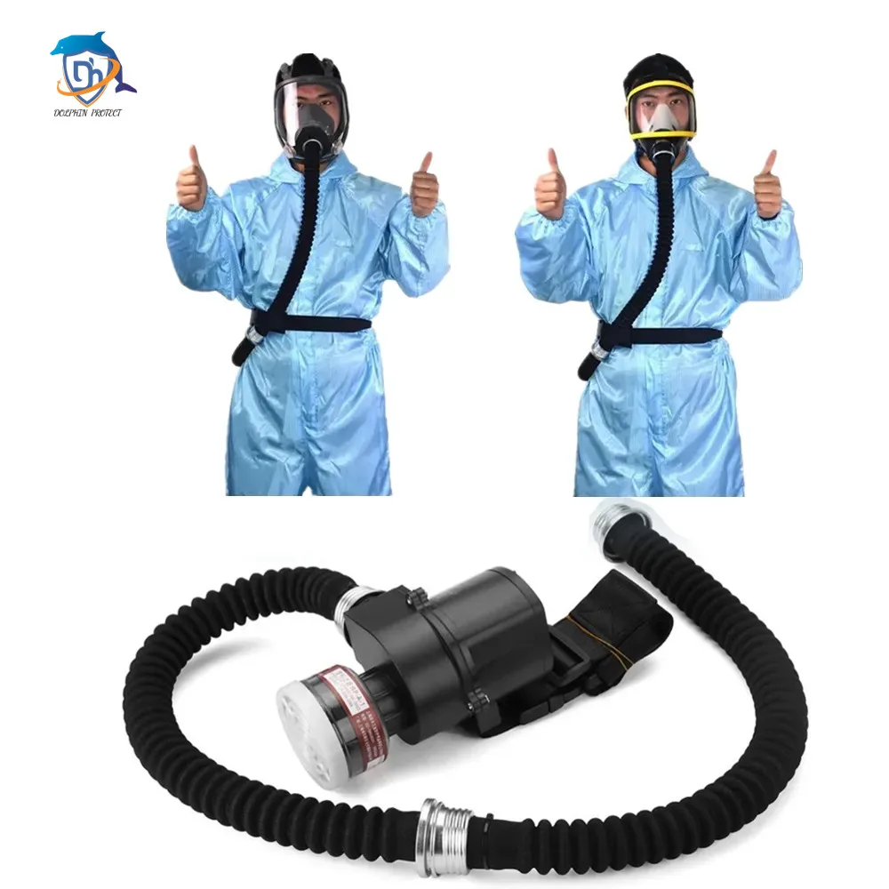 Chemical Industrial Painting Spraying Air Supply Respirator Electric Constant Flow Supplied Full Face Gas Mask Portable Blower