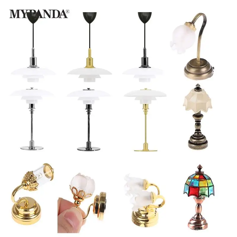 1/6 Scale Dollhouse Lighting Accessories Mini LED Wall Sconce Lamp Floor Lamp Desk Lamp Battery Operated With ON/OFF Switch