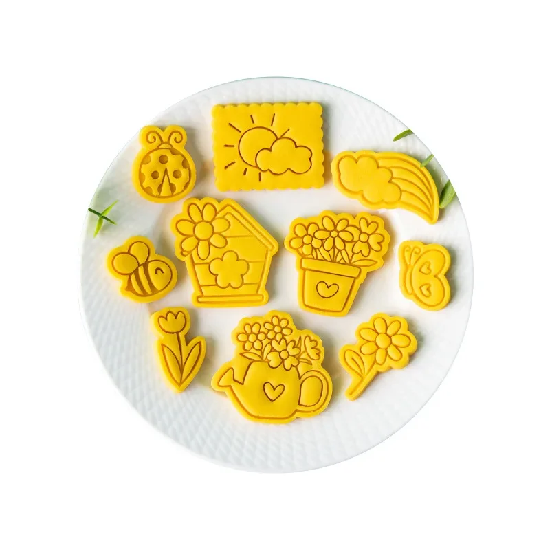 Cartoon Spring Easter Party Biscuit Mould Cute Bee Flower Rabbit Cookies Cutter Fondant Press Mould Diy Household Baking Tools