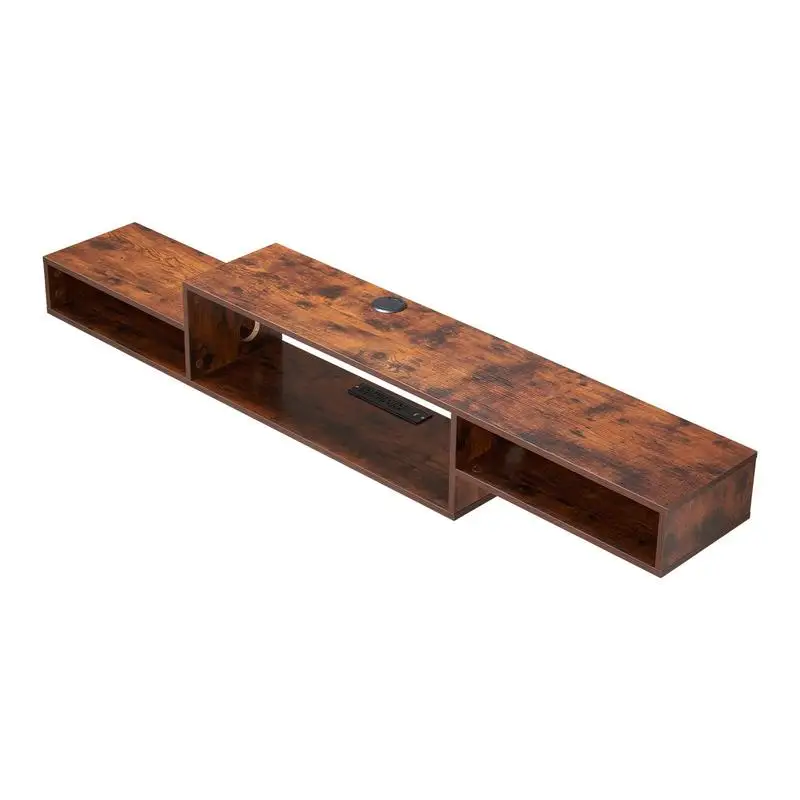 Wall Mounted Media Console 70 Inch For Living Room Bedroom Office Integrated Power Outlet Cable Management Wood Grain Finish Storage Cabinet Storage Space