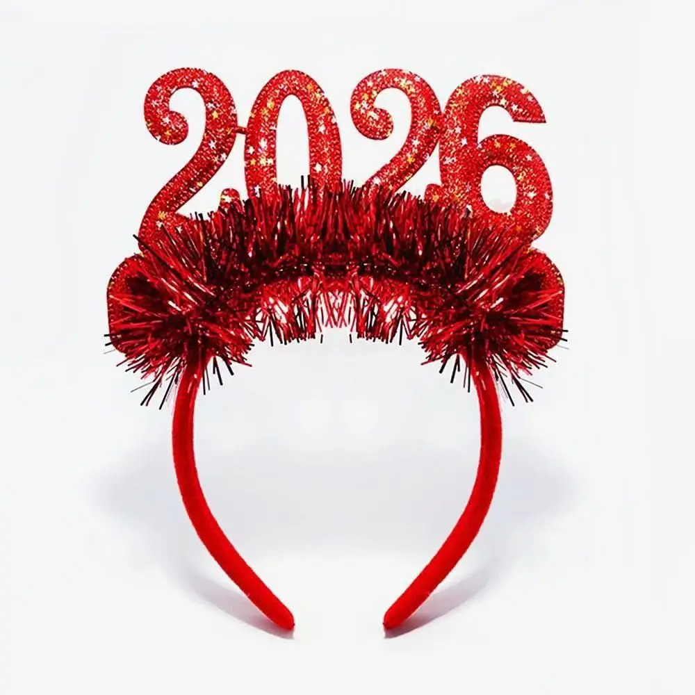 الترتر 2026 سنة جديدة سعيدة عقال لطيف الإبداعية السنة الجديدة الزخرفية غطاء الرأس أغطية الرأس الملونة عيد الميلاد رباط شعر