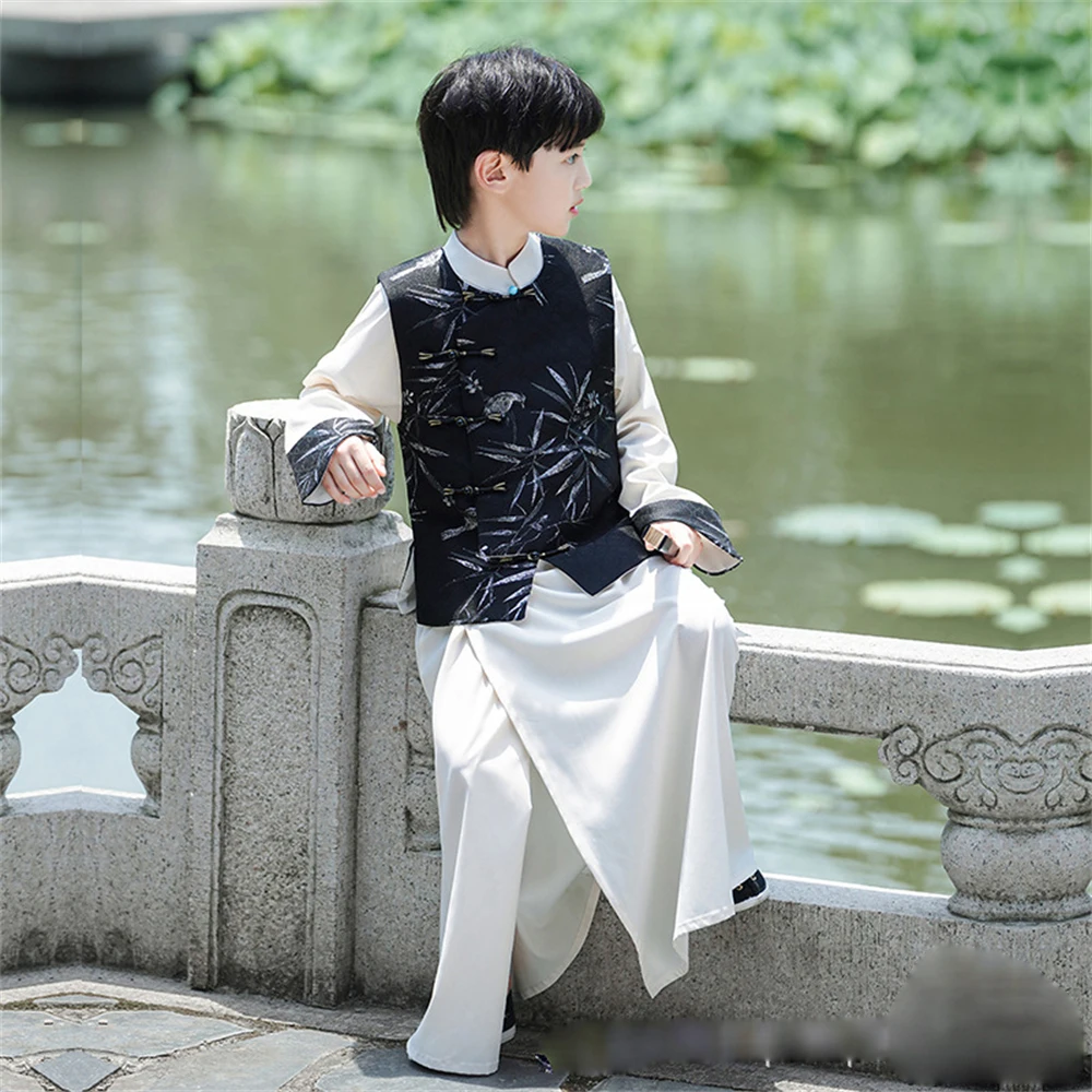 

Improved Chinese Style Hanfu Boys' Handsome Prince Traditional Ancient Costume Set Children's Tang Suit Kids Hanbok Uniform New