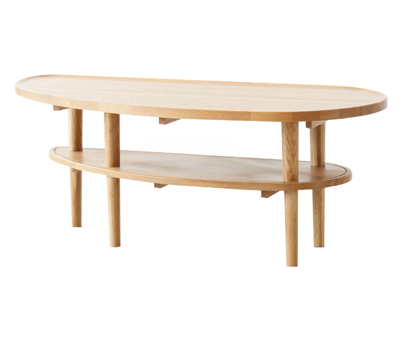 Nordic Solid Wood Coffee Simple Living Room Creative Coffee Table Oak Tea Table Double Layer Tea Table