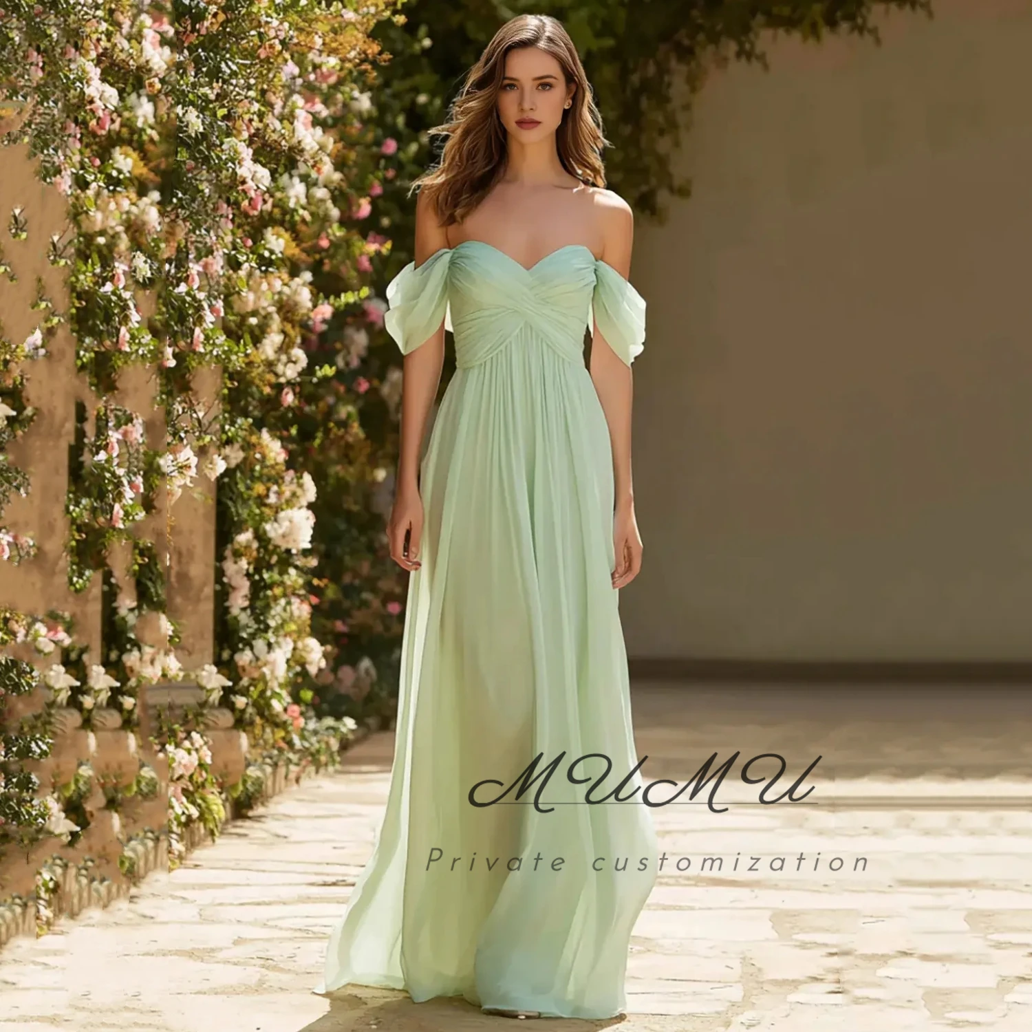 

MuMu Customized فساتين سهرة Womens Dresses for Special Occasions Prom Dress Elegant Party Dresses 2026 Chiffon Green Evening