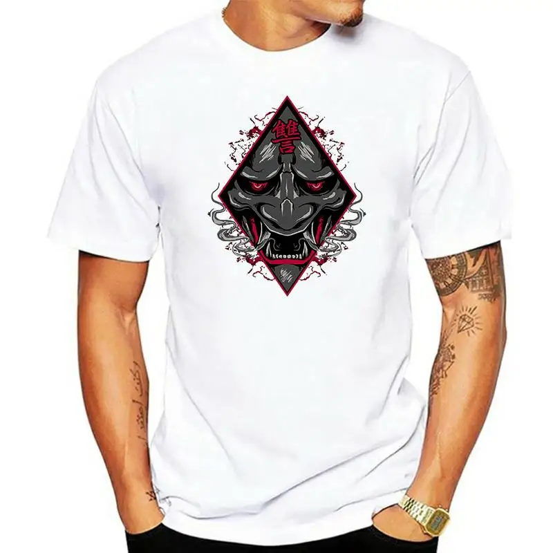 Get T Shirts Printed Men& Broadcloth Short O-Neck Hannya Mask Noh Theater Demon Tattoo T Shirt