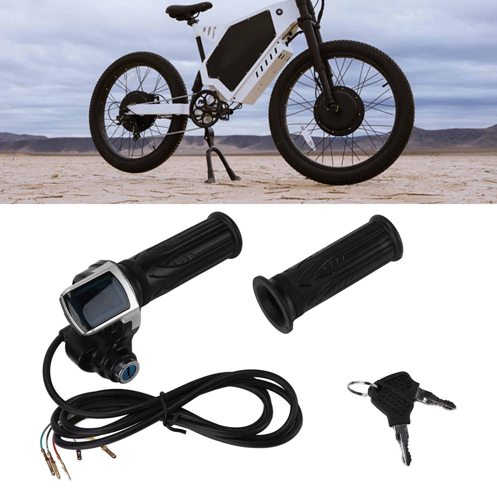 

24V Half‑Twist Throttle Grip LED Power Indicator with 2 Keys for Electric Bicycles Scooters Electric Scooter Accessory
