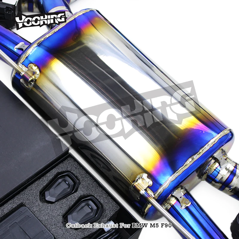 Yooking Valvetronic Catback Exhaust untuk BMW M5 F90 LCI 4.4T 2018-2024 Titanium Blue Valved Muffler Dengan OPF
