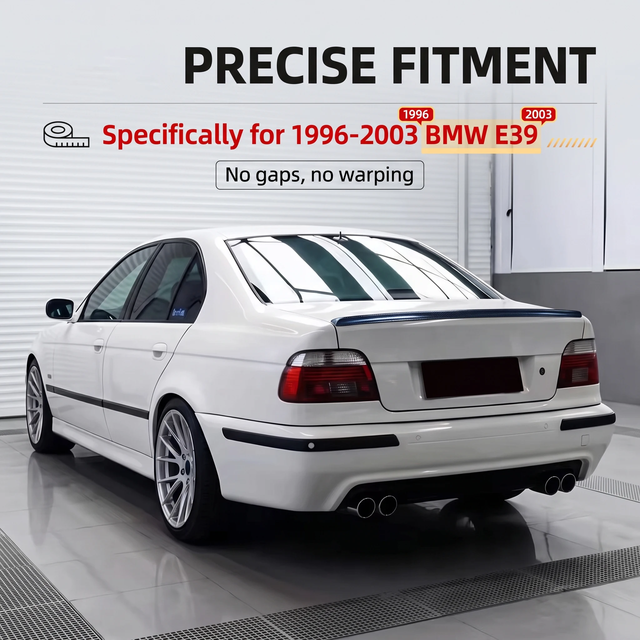 Carbon Fiber Rear Trunk Spoiler Lip For BMW 5 Series E39 M Style 1996-2003 3M Tape No Drill Self Adhesive Perfect Fitment