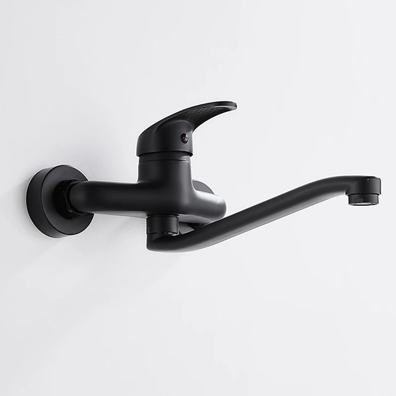 Black Brass Chrome Taps For Kitchen Sink Kitchen Tap Dual Hole Wall Kitchen Mixer Kitchen Faucet torneira cozinha YT6033