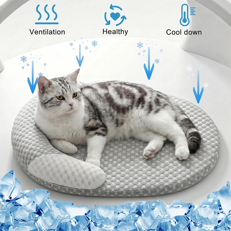 Cooling Dog Bed Summer Ice Silk Cat Mat Oval Pet Nest Breathable Heat Dissipation Cooling Pad for Small Medium Large Dogs Cats