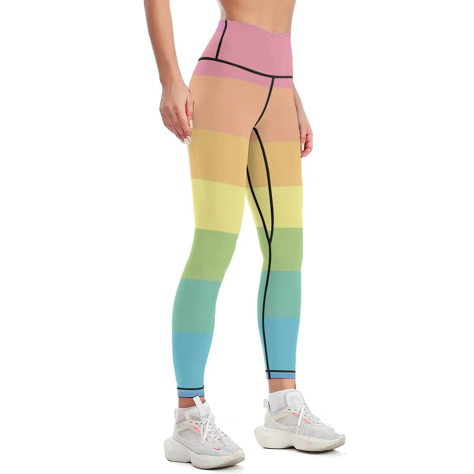 Pastel Rainbow Leggings push up tights for gym's sportswear Womens Leggings