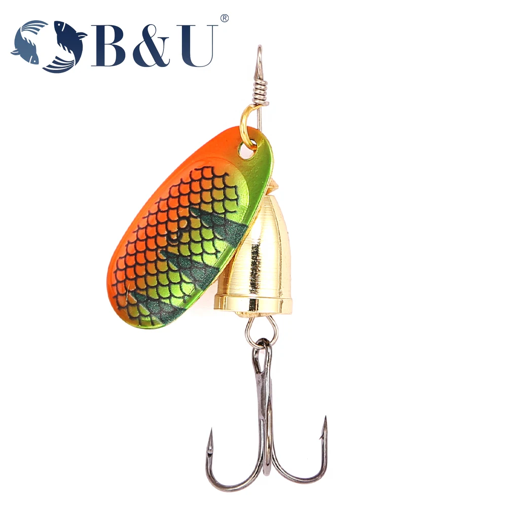 B & U سبينر الطعم الصيد إغراء ملعقة 1 قطعة المياه العذبة المياه المالحة إغراء اكسسوارات خطاف ثلاثي المعادن الصلب إغراء Wobblers معالجة