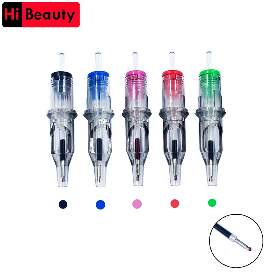 10PCS Tattoo Ballpoint Pen Needles Cartridges Refill For Tatu Practice Exercise Colorful Ink Drawing Painting Pen Sim Accessory