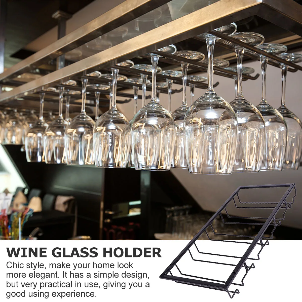 

Iron Cup Holder Glass Rack Glass Hanger Glass Hanging Stand for Bar Home (Black, 5-Slot )