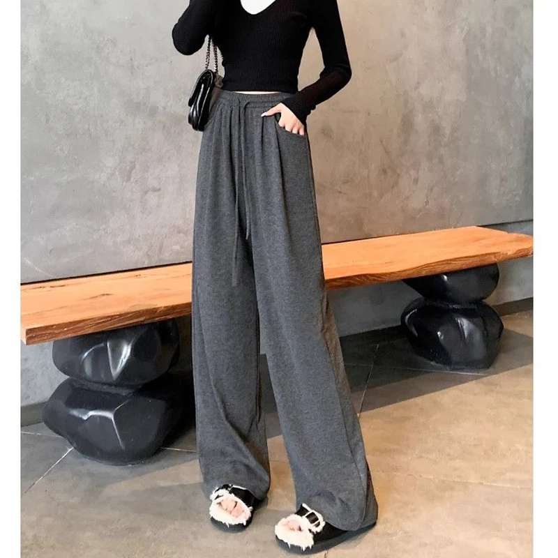 กางเกงขายาวทรงตรงเอวสูงสไตล์ลำลองสำหรับผู้หญิงไซส์ใหญ่ คลาสสิกย้อนยุค สินค้าขายดี กางเกงผู้หญิงสีพื้นใส่สบาย