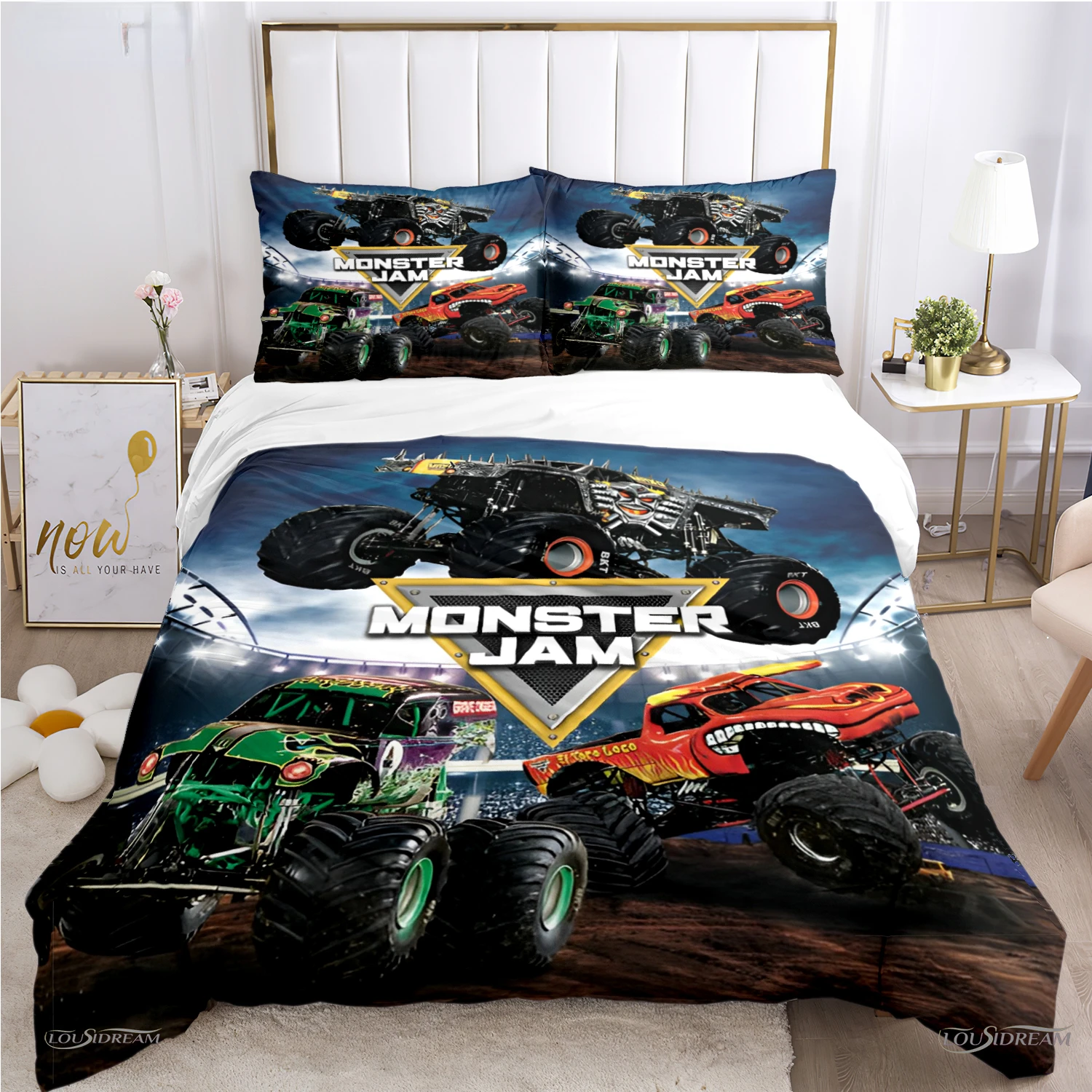 Monster Truck Duvet Cover Catroon Monster Jam Bedding Sets Soft Quilt Cover And Pillowcases For Teens Single/Double/Queen/King view 5