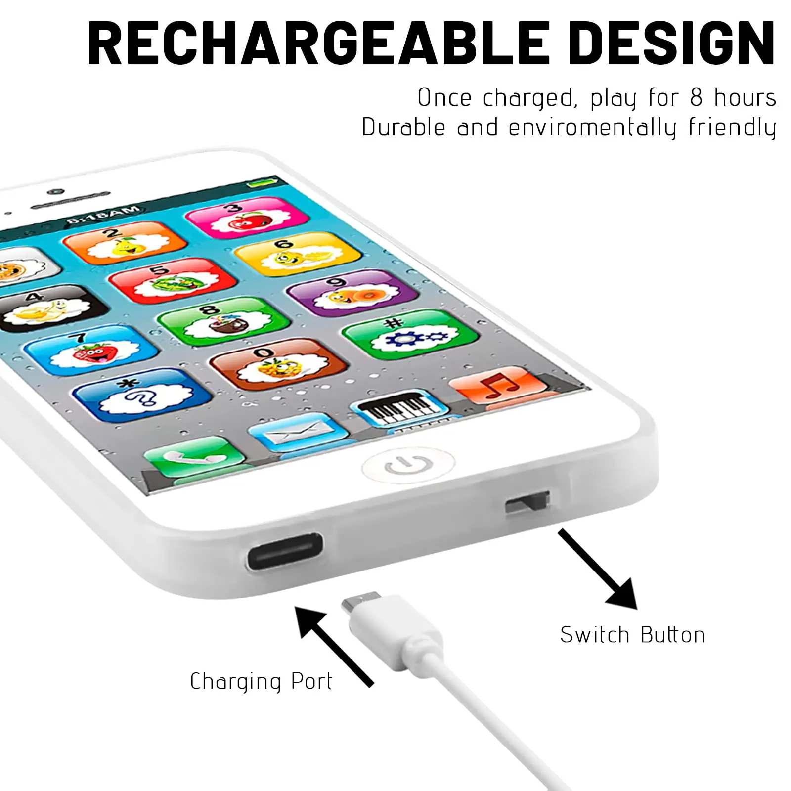 لعبة تعلم العزف على الهاتف المحمول، 8 وظائف ولعبة تفاعلية مع أضواء لامعة، مناسبة للرضع والأطفال والأطفال والأولاد