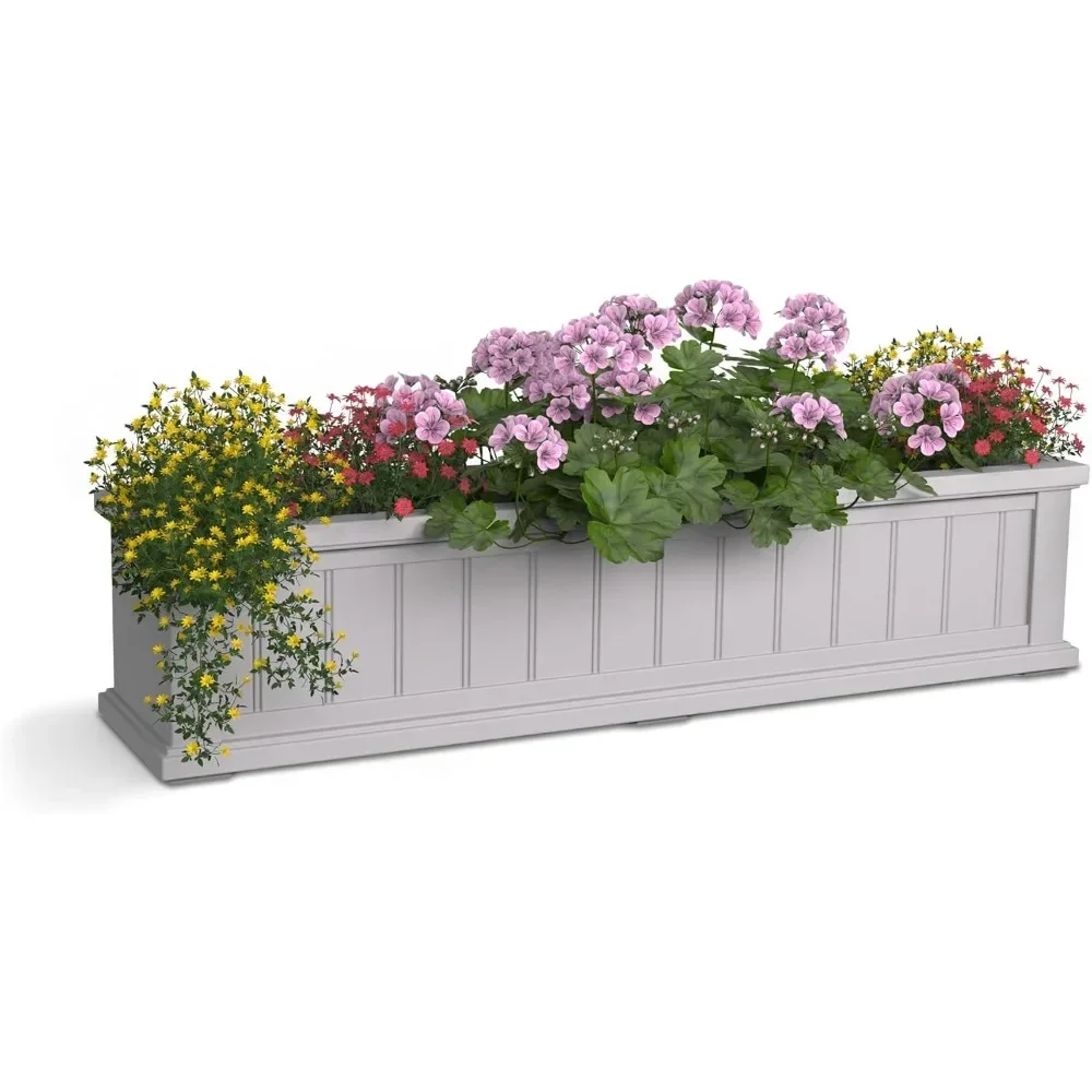 Cape Cod 4ft Window Box  White 48in L x 11in W x 10.8in H Polyethylene Built-in Water Reservoir