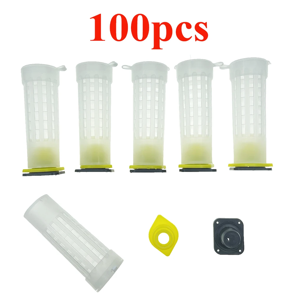 

100PCS Plastic Cover Hair Roller Cage For Sealed Over Cells Virgin Queen Protect Anti Worker Bee Bite Beekeeping Products Tools