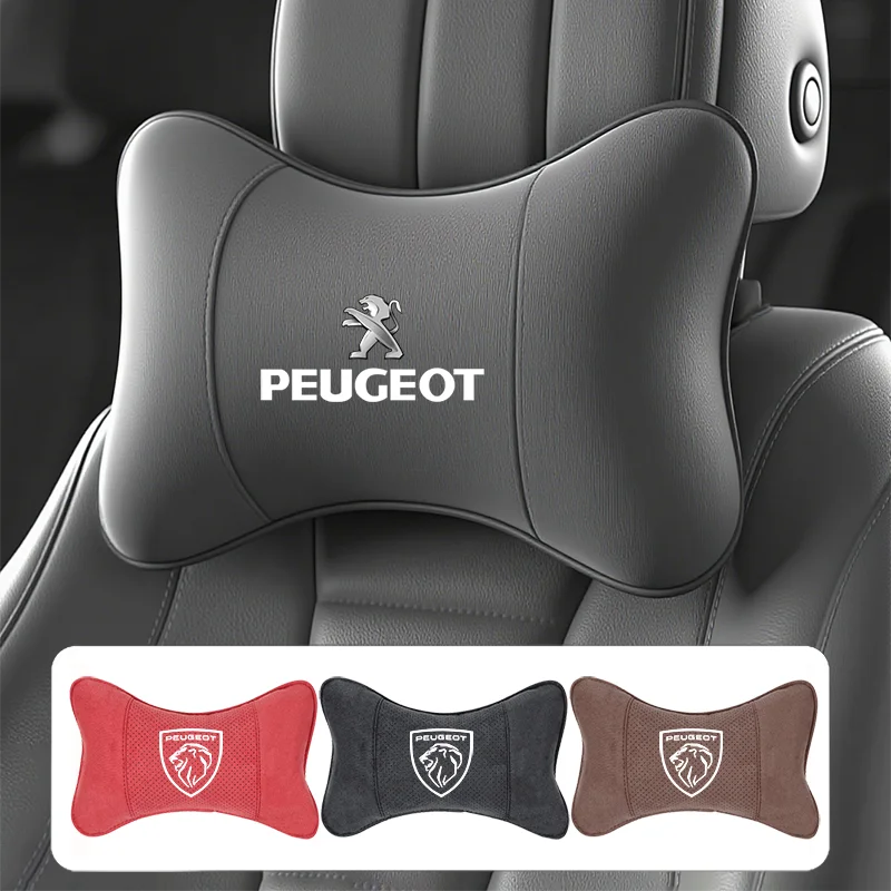 1 Uds reposacabezas de asiento de coche Auto Logo cuello protección de columna vertebral almohada para Peugeot 107 408 4008 308 3008 5008 508 2008 208 301 407 106
