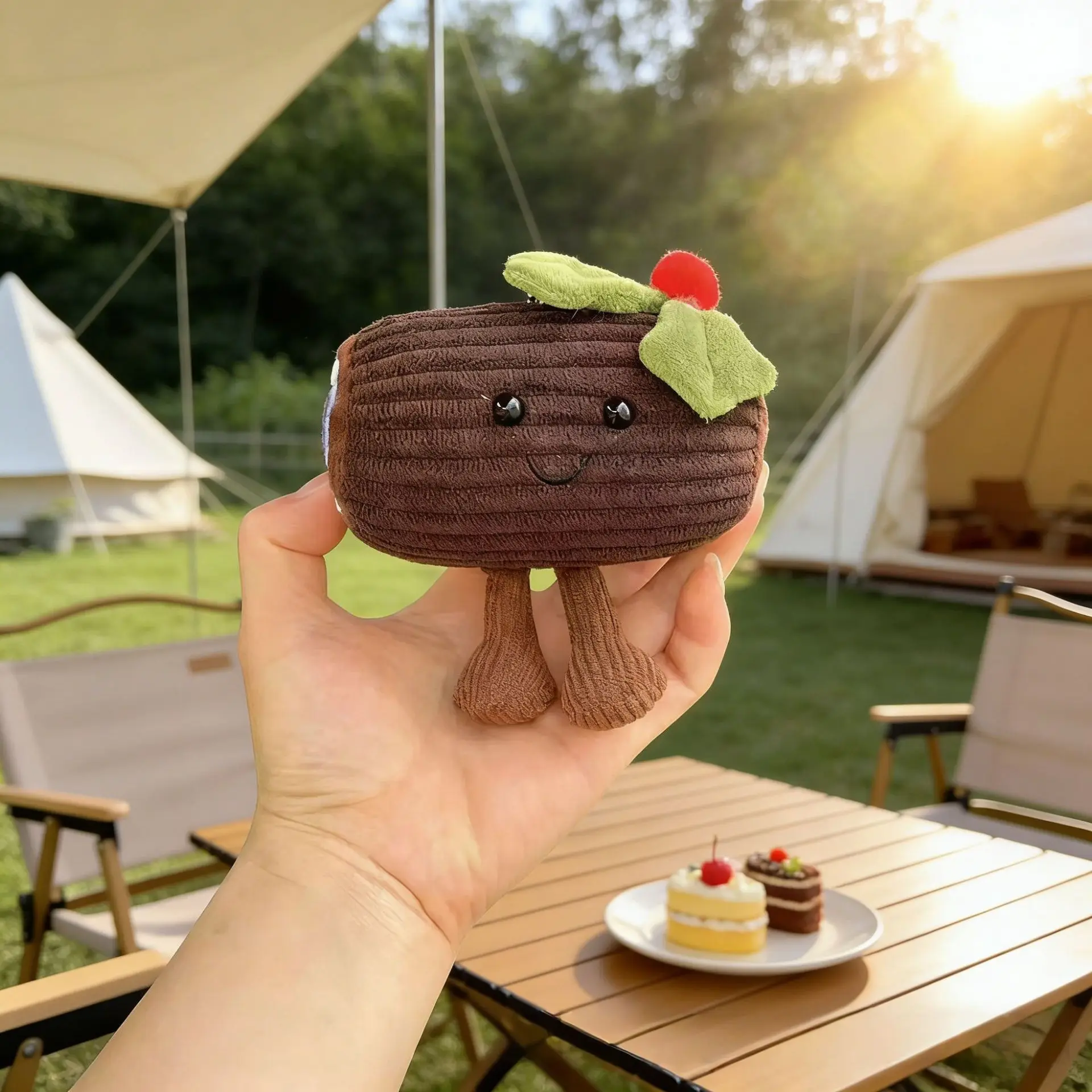 

New JC Japanese-Style Chocolate Cute Swiss Roll Cake Plush Doll Keyring Realistic Soft Stuffed Cake Plush Doll Bag Pendant Gift